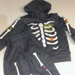 Kids Cat & Jack Skeleton hooded sweat outfit-  Gray